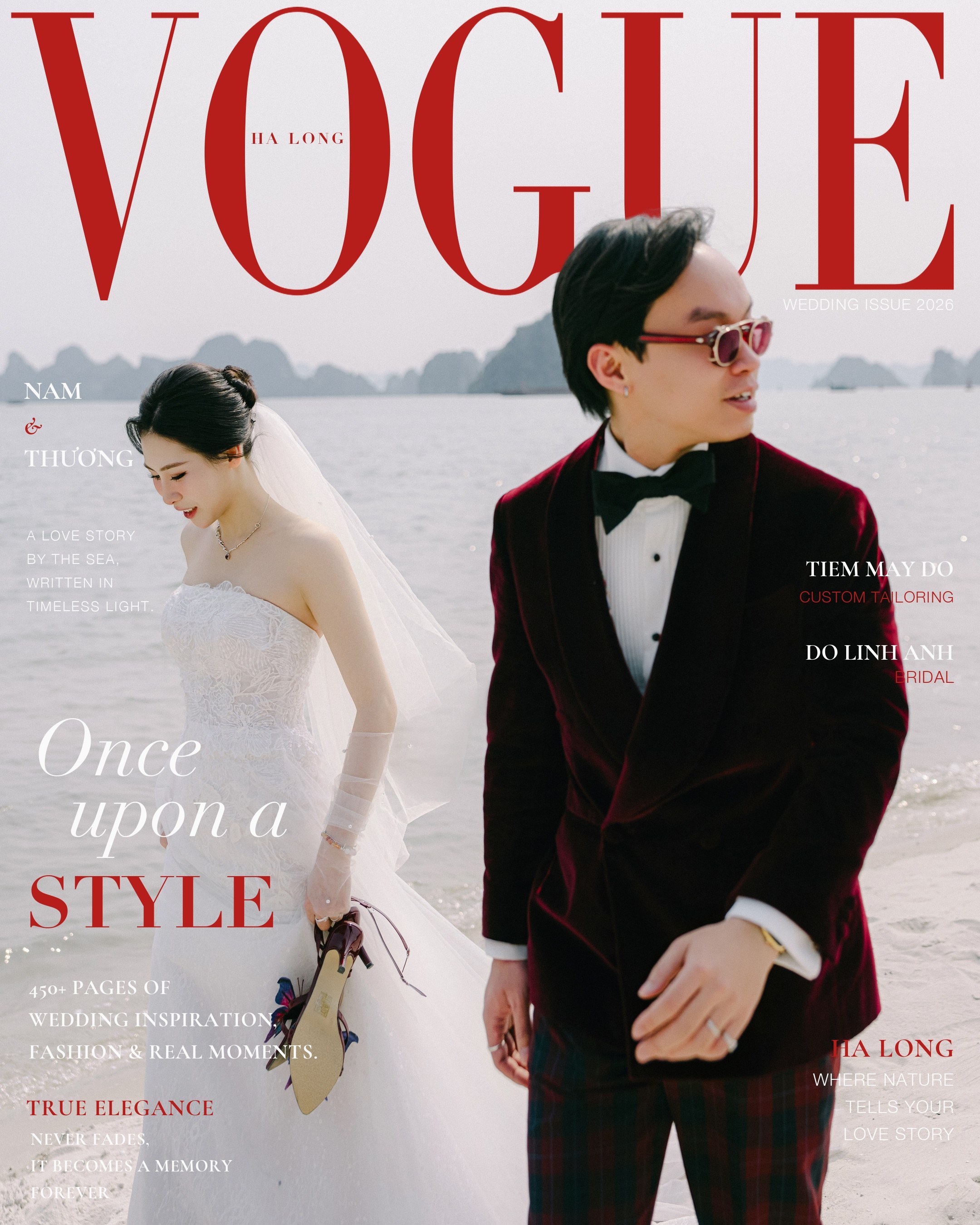 Bìa tạp chí Vogue thiết kế riêng từ ảnh cưới Hạ Long của Nupakachi