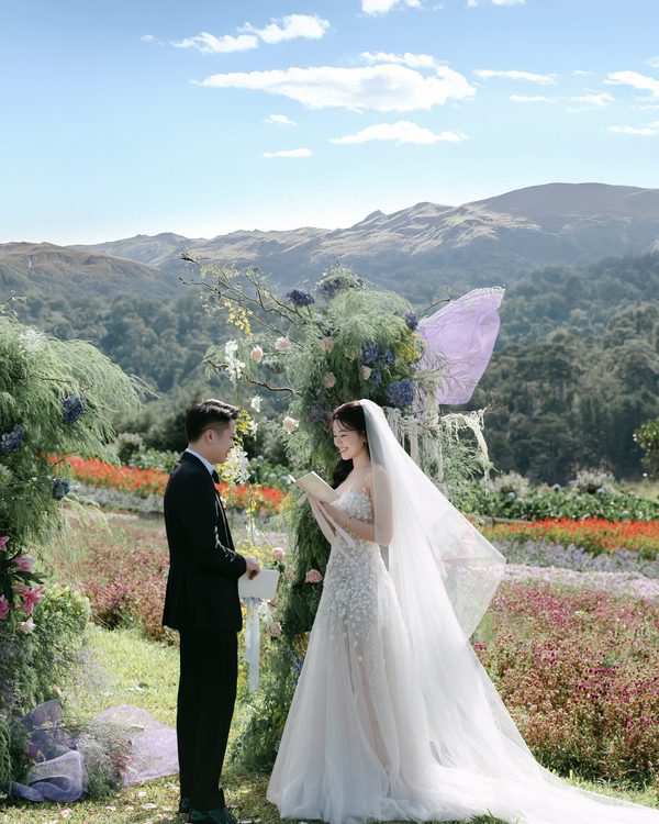Couple among the flower fields of Da Lat, Nupakachi Wedding