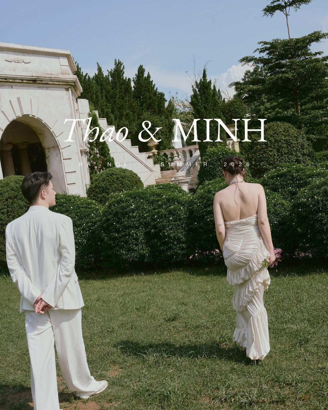 Classical garden pavilion pre-wedding session with elegant styling, Vietnam