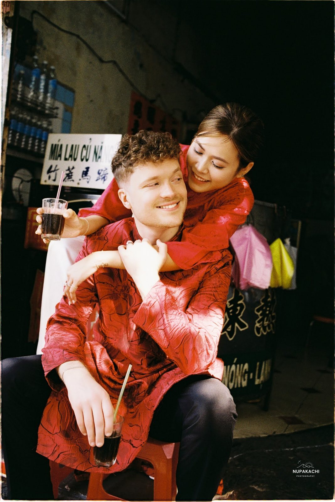 A Vietnamese bride and her American groom in Saigon, on film