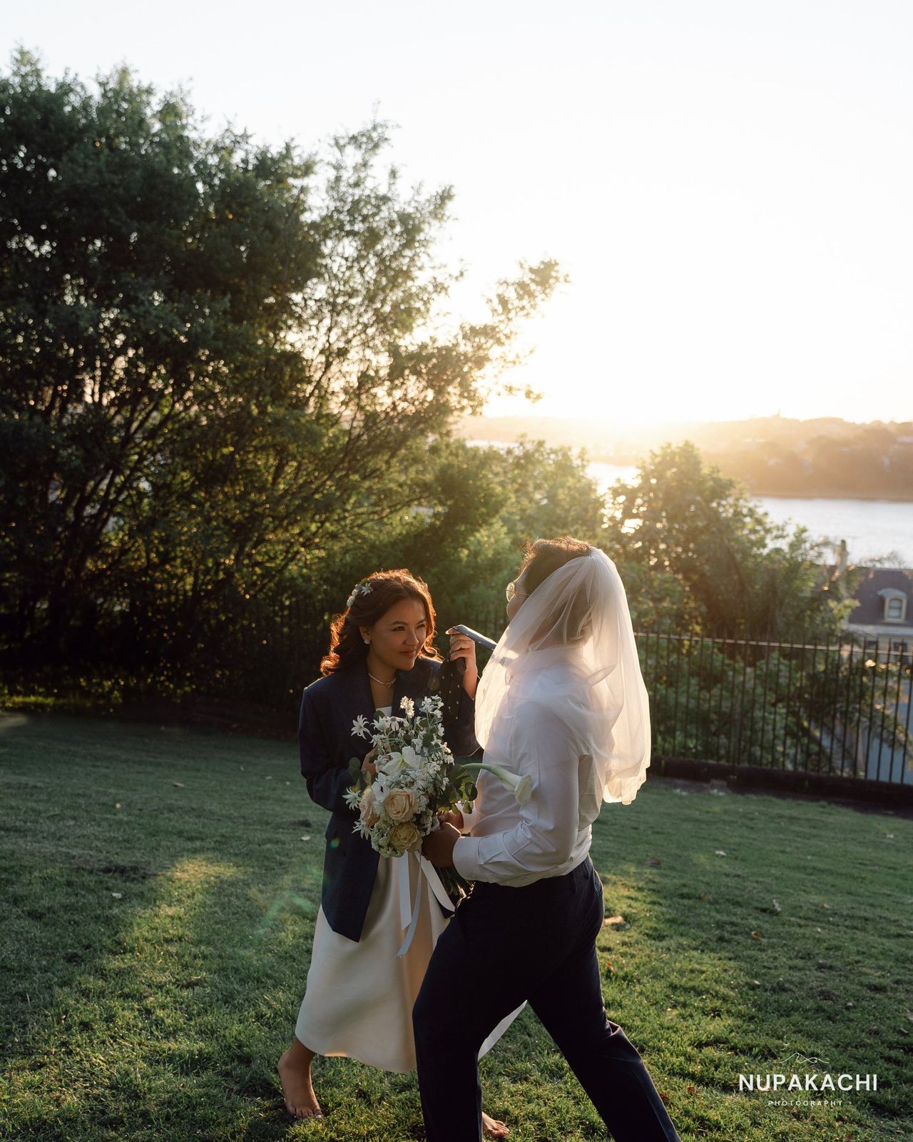 Golden hour on the headland, Sydney destination pre-wedding